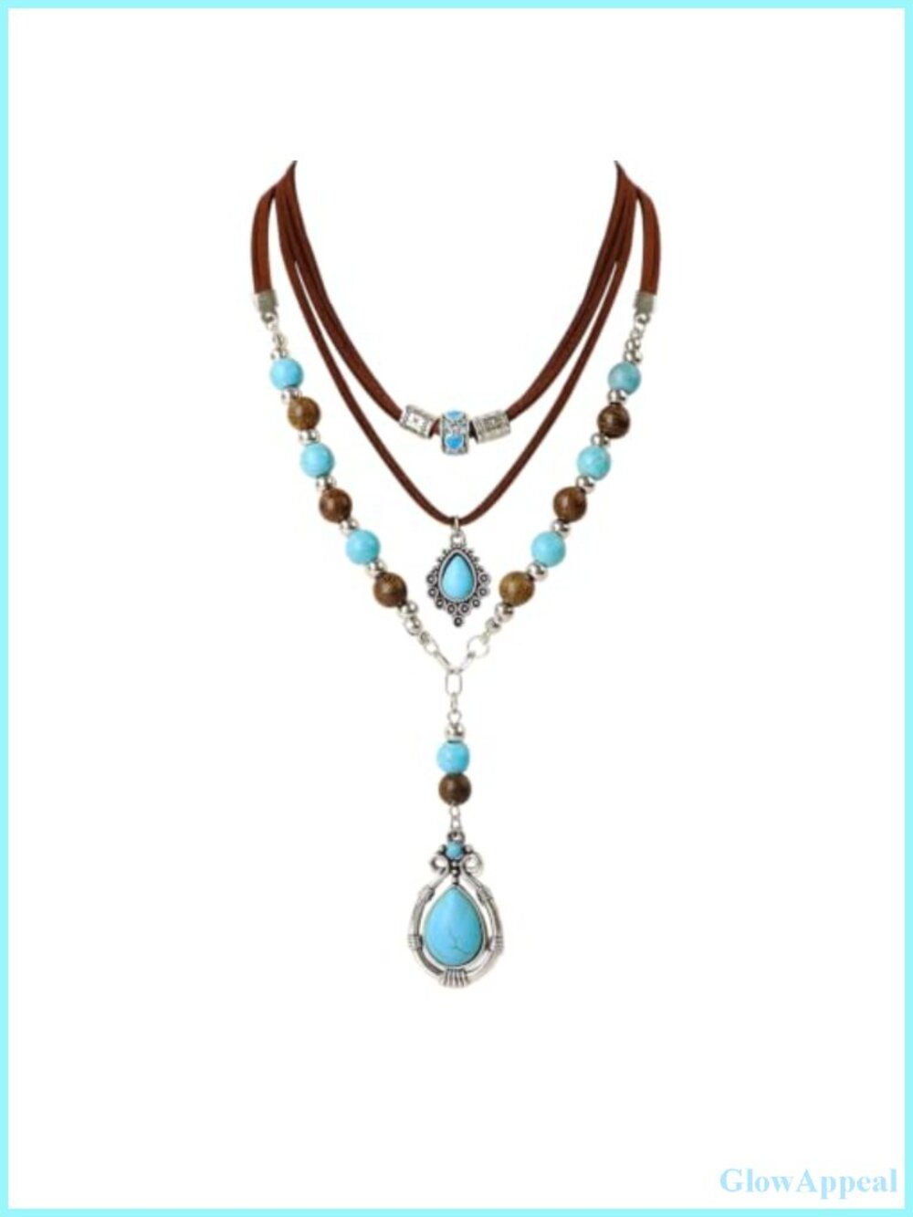 Boho Layered Necklace Set Beaded PU Chain Western Cowgirl Jewelry